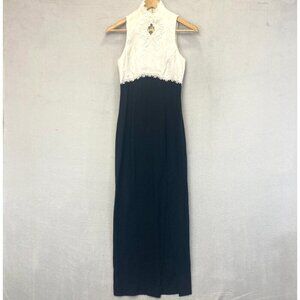 Y2K Jessica McClintock Gunne Sax Formal Long Sleeveless Dress Sz 3/4 White Lace‎